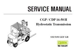 Clark Hydrostatic Transmission (for CGP / CDP 16-50 H Forklift) Service Repair Manual (SM5190)