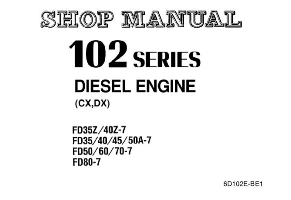 Komatsu 102 Series Diesel Engine (CX, DX) Service Repair Shop Manual ...