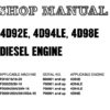 Komatsu 4D92E, 4D94LE, 4D98E Diesel Engine Service Repair Shop Manual (4D94E-BE3)