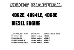 Komatsu 4D92E, 4D94LE, 4D98E Diesel Engine Service Repair Shop Manual (4D94E-BE3)