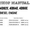 Komatsu 4D93E, 4D94E, 4D98E Diesel Engine Service Repair Shop Manual (4D94E-BE2)