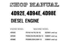 Komatsu 4D93E, 4D94E, 4D98E Diesel Engine Service Repair Shop Manual (4D94E-BE2)