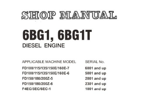 Komatsu 6BG1, 6BG1T Diesel Engine Service Repair Shop Manual