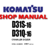 Komatsu D31S-16 D31Q-16 Crawler Dozer Service Repair Manual (SN: 25001 and up)