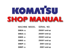Komatsu D80A,E,P-18 D85A,E,P-18 Dozer Bulldozer Service Repair Manual (SN 25001 and up, 2001 and up)