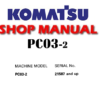 Komatsu PC03-2 Hydraulic Excavator Service Repair Manual