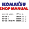 Komatsu PC100-5 , PC120-5 , PC120-5 Mighty Hydraulic Excavator Service Repair Manual