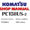 Komatsu PC158US-2 Hydraulic Excavator Service Repair Manual (S/N: 10001 and up)