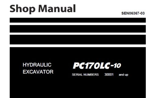 Komatsu PC170LC-10 Hydraulic Excavator Service Repair Shop Manual (30001 and up)