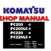 Komatsu PC200-8, PC200LC-8, PC220-8, PC220LC-8 Excavator Service Repair Manual (S/N:300001 and up, 70001 and up)