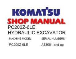 Komatsu PC200Z-6LE Excavator Service Repair Manual (S/N: A83001 and up )