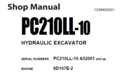 Komatsu PC210LL-10 Hydraulic Excavator Service Repair Shop Manual (A52001 and up)