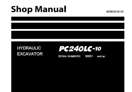 Komatsu PC240LC-10 Hydraulic Excavator Service Repair Shop Manual (90001 and up)