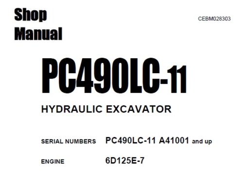 Komatsu PC490LC-11 HYDRAULIC EXCAVATOR Service Repair Shop Manual
