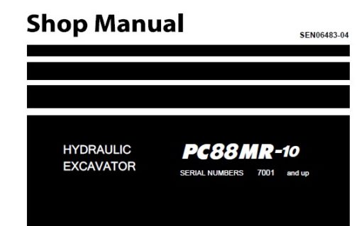 Komatsu PC88MR-10 Hydraulic Excavator Service Repair Shop Manual