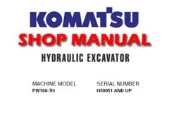 Komatsu PW160-7H Hydraulic Excavator Service Repair Manual (SN: H50051 and up)