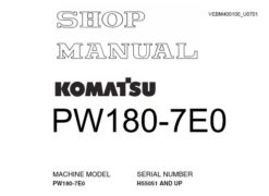 Komatsu PW180-7E0 Hydraulic Excavator Service Repair Shop Manual (H55051 and up)