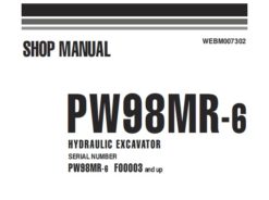 Komatsu PW98MR-6 Hydraulic Excavator Service Repair Shop Manual (F00003 and up)