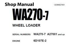Komatsu WA270-7 Wheel Loader Service Repair Shop Manual