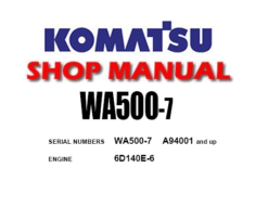 Komatsu WA500-7 Wheel Loader Service Repair Manual (S/N: A94001 and up)