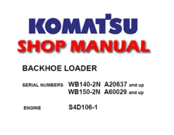 Komatsu WB140-2N, WB150-2N BACKHOE LOADER Service Repair Manual (S/N: A20637 ~, A60029 ~)
